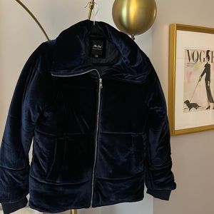 90s Inspired Blue Velvet Puffer | Size M